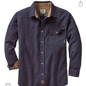 Navy flannel button down with tan corduroy details